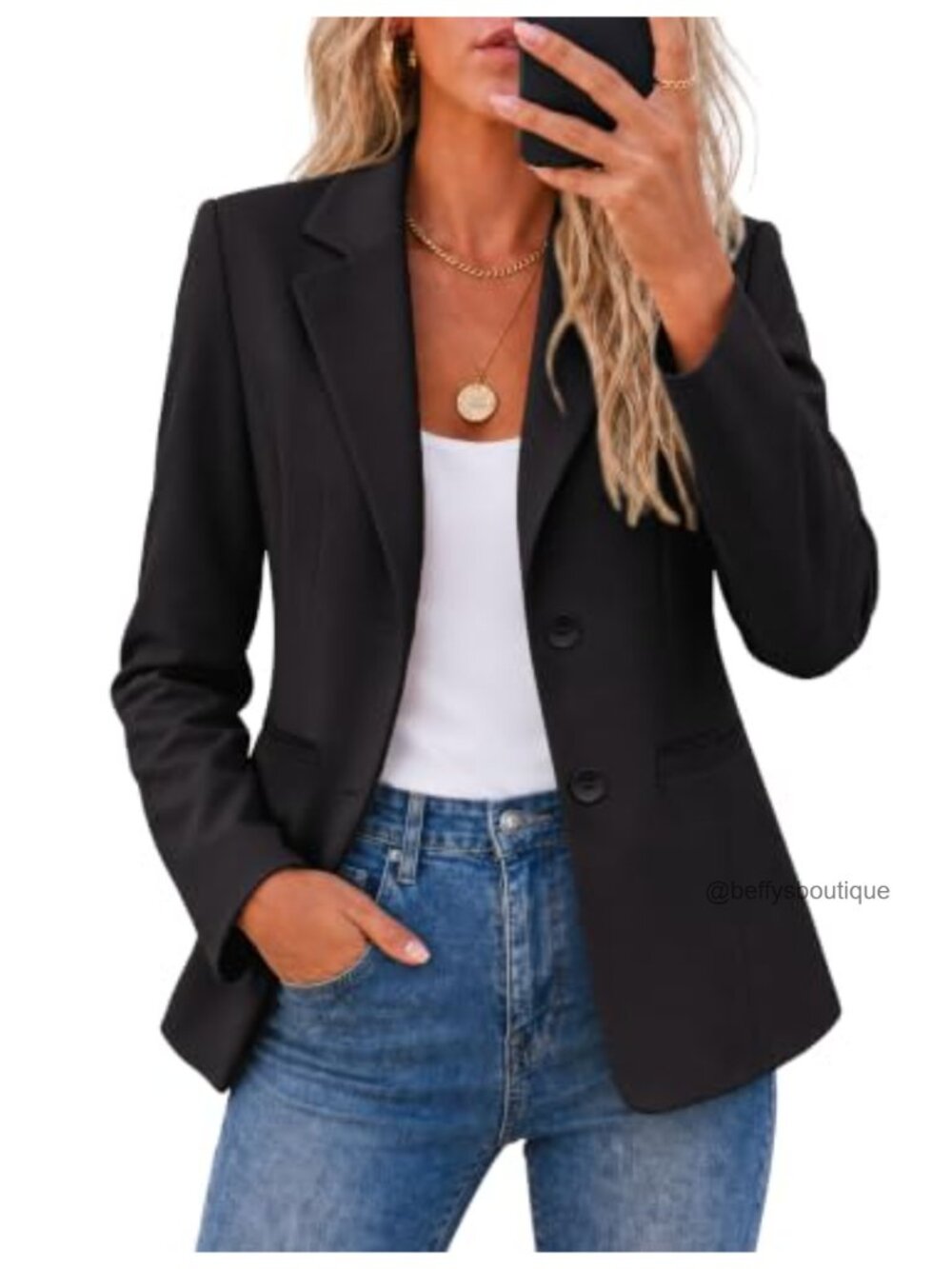 Women's Business Casual Blazer Long Sleeve Slim Fit Suit Jacket
